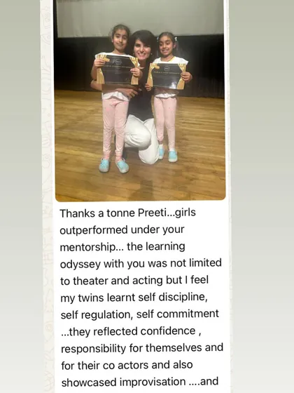 A message from a grateful parent of twins, who notes that the learning went beyond acting to include self-discipline, self-regulation, and responsibility for their co-actors.