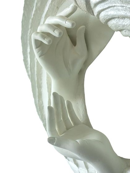 The hands in "The Awakening Cycle" (Series 3) represent the meeting of the self, a moment of recognition and acceptance on the path to transformation.