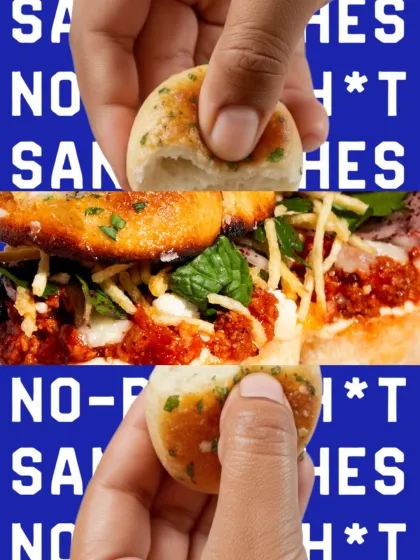 Another graphic edit showcasing the delicious fillings inside my garlic knot sandwiches.