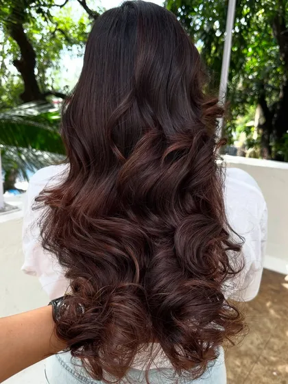 Getting her birthday-ready with this stunning 'Chocolate Mahogany Brown'. The red undertones in the mahogany add a beautiful warmth and richness to the deep chocolate base.
