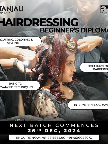 Your professional journey starts with our Hairdressing Beginner's Diploma. This comprehensive program covers everything from cutting and coloring to hair treatments and barbering, including a guaranteed internship.