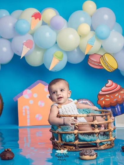 Sweet as can be. Our Candyland and donut theme is a colorful explosion of fun, with pastel balloons, giant cupcakes, and sweet treats everywhere.