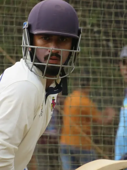 "The eyes, chico, they never lie." The intense focus of our player Gaurish Jadhav, ready for battle in the nets.