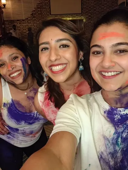 A happy, colorful selfie with friends during our Holi special event. Nothing but smiles and good times.