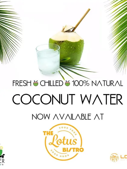 Stay hydrated the natural way with 100% pure tender coconut water, now available at The Lotus Bistro. It's the perfect chemical-free drink to rehydrate after a tough workout or to simply enjoy on a warm day.