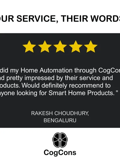 We are proud of the positive feedback we receive from our clients. This testimonial from a Bengaluru homeowner highlights the quality of our service and smart home products, reflecting our commitment to customer satisfaction.