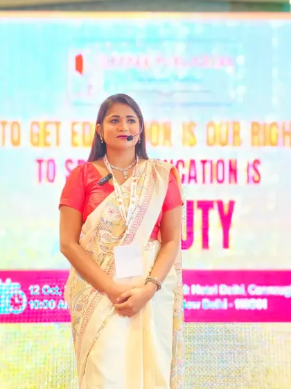 On stage for the launch of the KAVERI education initiative. My focus here was to convey the importance of the cause while maintaining the formal structure of a corporate launch event.