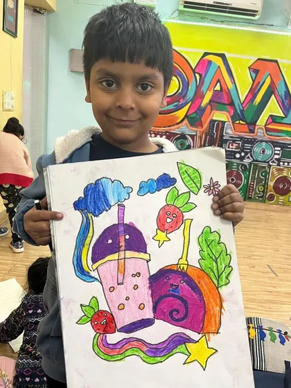 A vibrant and imaginative doodle art piece from one of our young artists. We encourage kids to play with colors and shapes to create something truly their own.