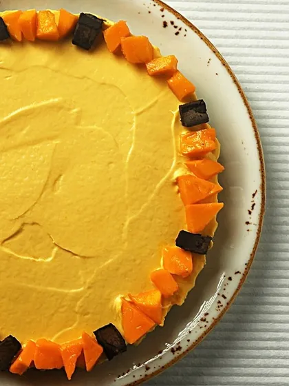 This is my special Mango Tart from the limited-time mango menu. It brings you the true essence of fresh mangoes in every bite.