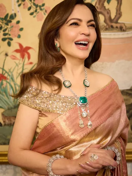 A true pinch-me moment creating nails for Mrs. Nita Ambani for the pink ball. The design was custom-made to complement her exquisite Manish Malhotra saree and stunning jewelry.