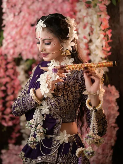 Another beautiful shot of our model as Radha, playing the flute.
