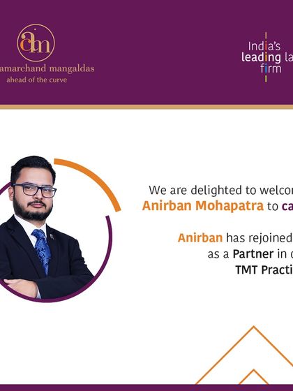 We welcome back Anirban Mohapatra as a Partner in our Technology, Media, and Telecommunications (TMT) Practice. His return enhances our team's depth and expertise in this critical area of law.