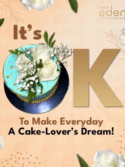 It's okay to make everyday a cake-lover's dream. This beautiful teal and white cake, topped with fresh white roses, is a reminder to celebrate the small moments too.