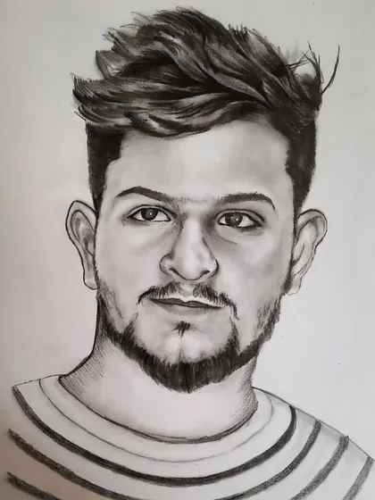 This is a graphite pencil portrait of a young man on A4 paper. I worked on capturing a realistic look, focusing on the hair texture and the shading on his face to give it depth.