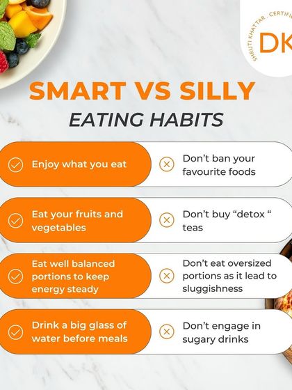 A simple guide to smart vs. silly eating habits. Enjoy your favorite foods, eat balanced portions, and drink water. It's about making mindful choices, not banning everything you love.