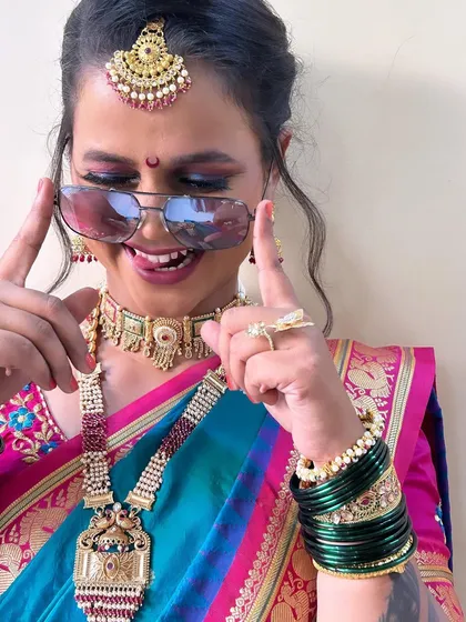 A fun and modern twist on a traditional look. This bride's playful personality shines through, and the makeup is versatile enough to match her vibe.