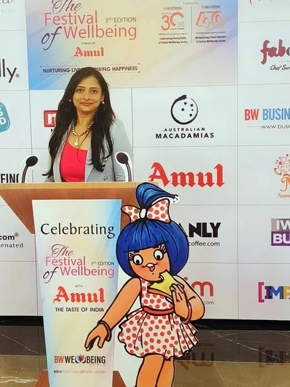 Professionalism is key for corporate events. Here I am at the podium for 'The Festival of Wellbeing' by Amul, an event that brought together industry leaders and celebrities to discuss health and nutrition. I ensure corporate functions are smooth, engaging, and on-brand.