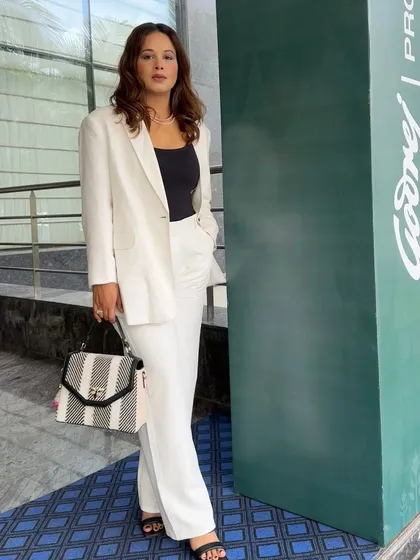 A confident stance before hosting the Godrej Properties event. It's all about showing up and speaking up for the brand.