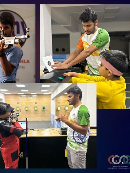 This collage shows the different facets of my coaching, from one-on-one instruction with young shooters to analyzing performance data. My goal is to help every athlete achieve their potential.