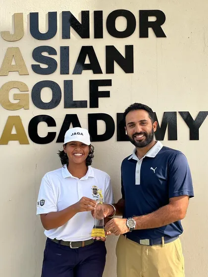 With my student Aahana Kashyap at the Junior Asian Golf Academy after her runner-up finish at the IGU South Zone Girls Main Tour in Bangalore.