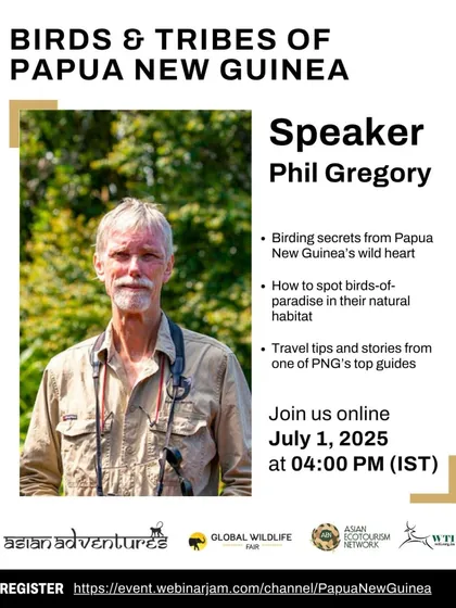 Another poster for our webinar with Phil Gregory, a renowned guide and author. These events are part of our commitment to education and fostering a deeper appreciation for global biodiversity.