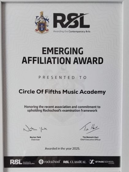 Circle Of Fifths - Instrument & Vocal Lessons Achievements & Certifications photo 3