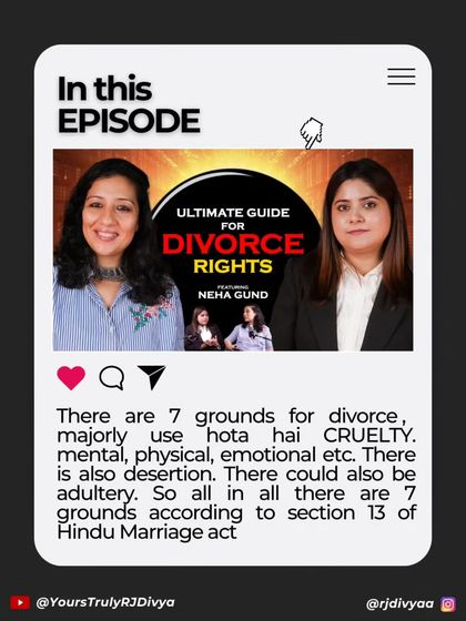 A snippet from our podcast episode, where I explain the seven grounds for divorce under the Hindu Marriage Act, with a focus on cruelty.
