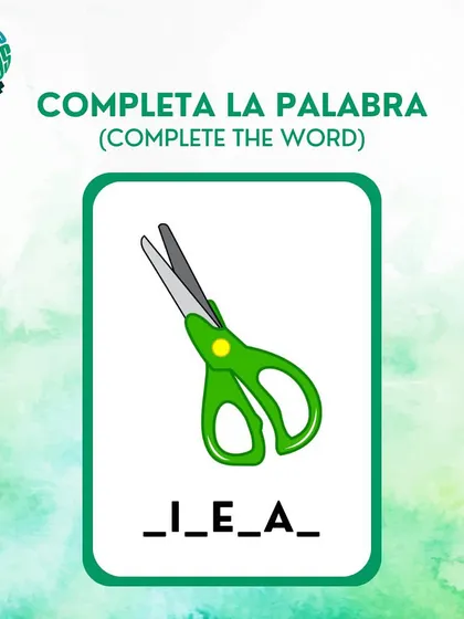What is the Spanish word for scissors? Complete the word '_I_E_A_' to find out.