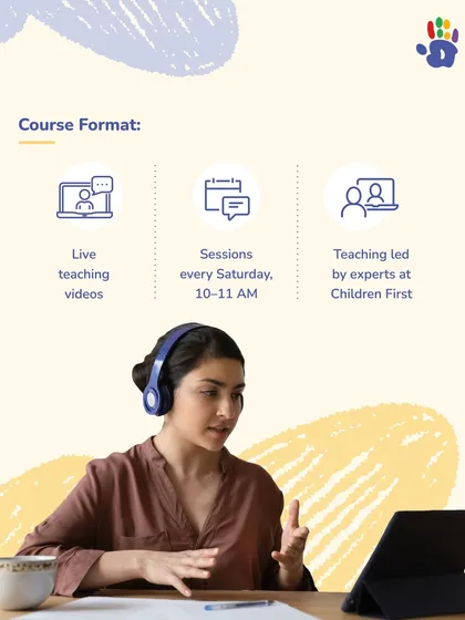Our CYMH course is designed for flexible, accessible learning. This graphic illustrates the course format, which includes live teaching videos, weekly expert-led sessions for Q&A, and self-paced study you can fit into your schedule.