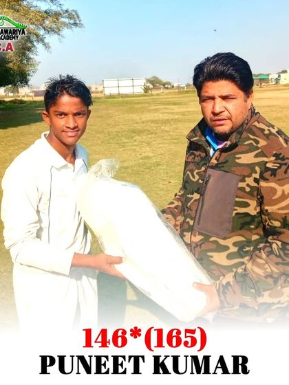 Puneet Kumar receiving his award for a magnificent innings of 146 not out. He is a very determined batsman.