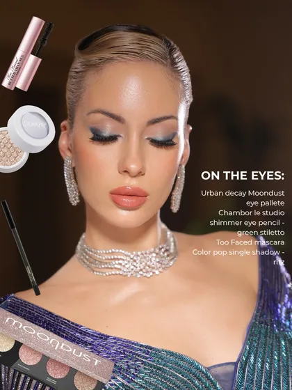 Serving gloss, glitz, and goddess energy. This product breakdown shows how to achieve the statement shimmer on the eyes for a dramatic cocktail look.