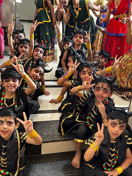 Our little performers in their creative devil costumes for the "Uttar Pradesh Darshan" showcase.