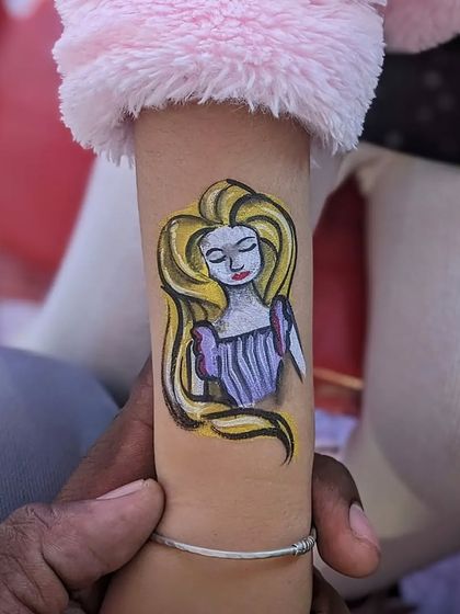A lovely Rapunzel temporary tattoo, perfect for a princess-themed birthday party.