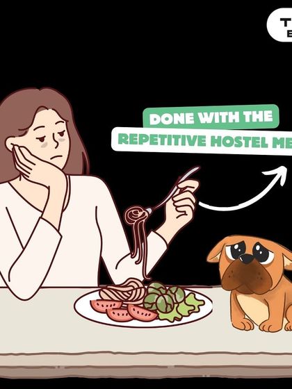 A duplicate of ID 3, showing a person tired of repetitive hostel meals. We offer a solution with our delicious and varied North Indian food.