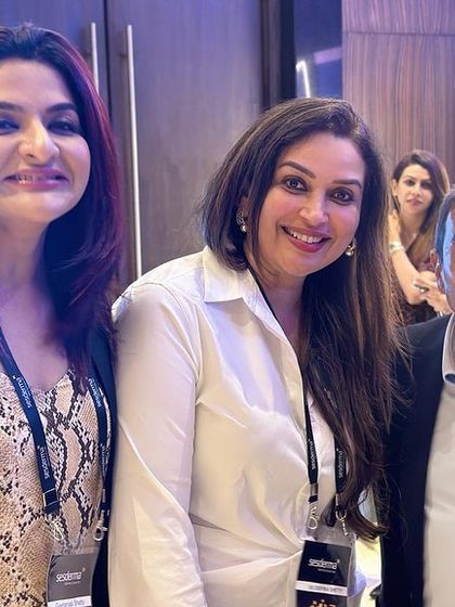 With colleagues at a Sesderma event. Partnering with innovative brands and understanding their technology helps me bring the best solutions to my clinic.