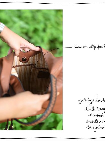 The inner slip pockets of the Twill Honey Almond Medium Sunaina, designed for easy organization of your daily essentials.