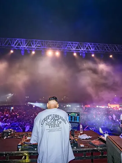 Another perspective of the main stage, showing the scale of the production and the thousands of fans in attendance.
