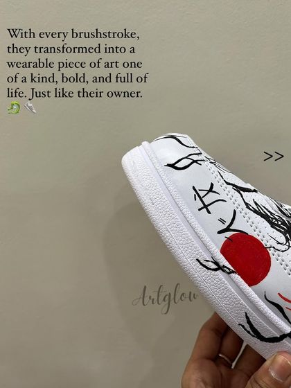 With every brushstroke, these sneakers transformed into a wearable piece of art. The design is bold and full of life, just like their owner.