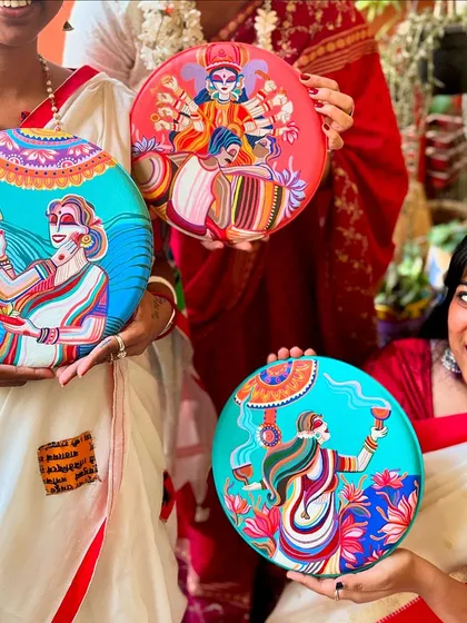 A throwback to the 'Pujo' themed wall plates we painted last year, celebrating Durga Puja.