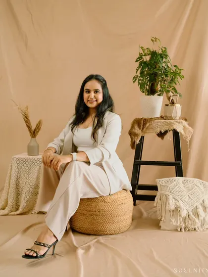 This is me, Falguni, in my happy place. I believe the best photos come from a place of connection, and I want you to feel comfortable and seen. This is the energy I bring to every single shoot.