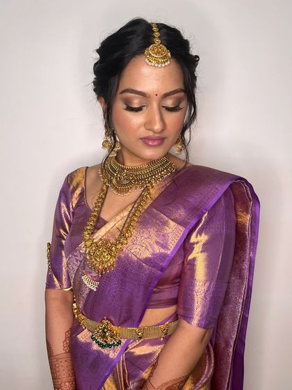 The soft shimmer on the eyelids catches the light beautifully in this shot. I use high-quality pigments to ensure the eye makeup is vibrant and long-lasting.