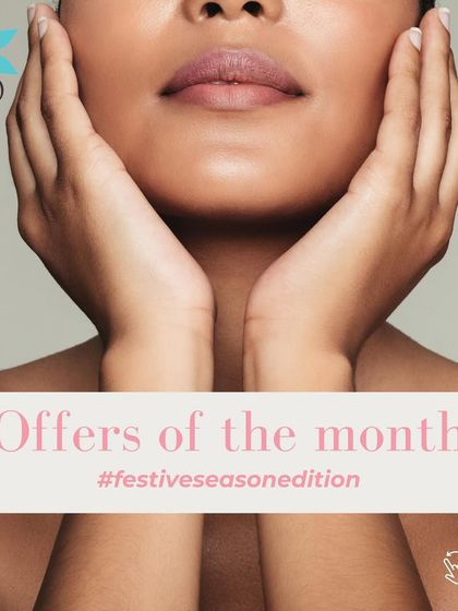Explore our festive season offers. This graphic announces special promotions on our most popular glow-boosting treatments, including Hydrafacials and Party Peels, along with free skin consultations to help you look your best for any occasion.