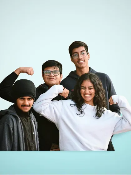 Flexin' with the squad! We know how to have fun and show off our strength both on and off the court. Team bonding is a huge part of our academy's culture.