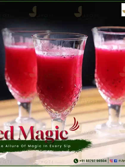 Feel the allure of magic in every sip of our 'Red Magic' mocktail. This vibrant dragon fruit-based drink is as delicious as it is eye-catching.