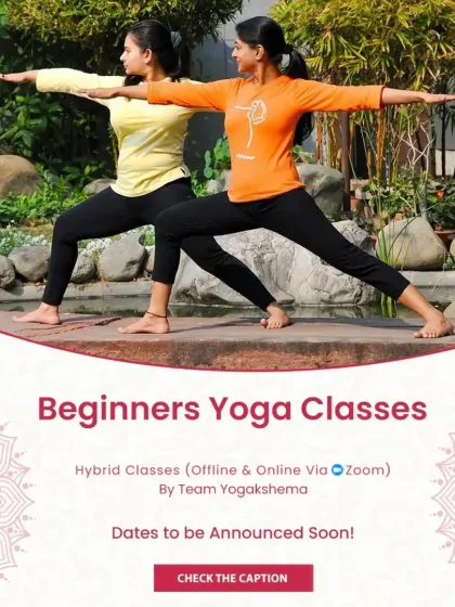 An announcement for our hybrid beginner yoga classes, led by my team at Yogakshema. Pre-register to begin your journey.