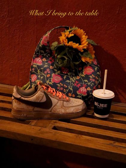 Bringing a touch of luxury to the coffee-dye process. These Nike Air Force 1s feature a custom Dior-inspired print over a rich, coffee-stained base, finished with bright orange laces for a pop of color.
