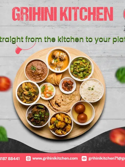 Straight from my kitchen to your plate. This thali includes a variety of vegetable dishes, dal, roti, rice, and gulab jamun for a complete dining experience.