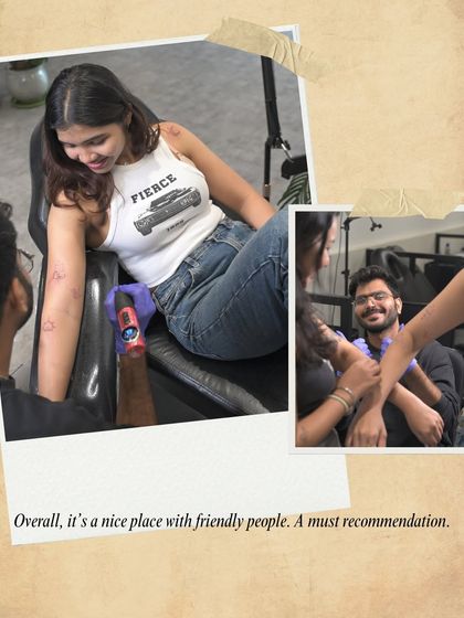 The joy of getting inked with your best friend. We create a comfortable and fun atmosphere for shared experiences like this.