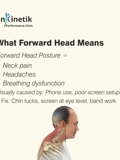Forward Head Posture is a common issue from phone and screen use. It leads to neck pain, headaches, and even breathing dysfunction. The fix involves simple exercises like chin tucks and ensuring your screen is at eye level.
