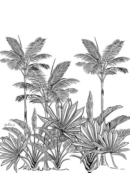 This versatile, Madagascar-themed pattern of tropical palm trees can be used on fabrics or home decor to bring an exotic, hand-drawn flair to any space.
